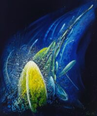 METASTABILIAN PAINTING: SPHERE MM (microscopic~macroscopic) oil on canvas 68x59 cm 2014, by Dražen Pavlovic.