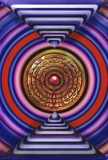 "signal~propagation", digital painting David Engstrøm, plate from The Dialogue of Clockmasters Series, 2005-2020, SN#-